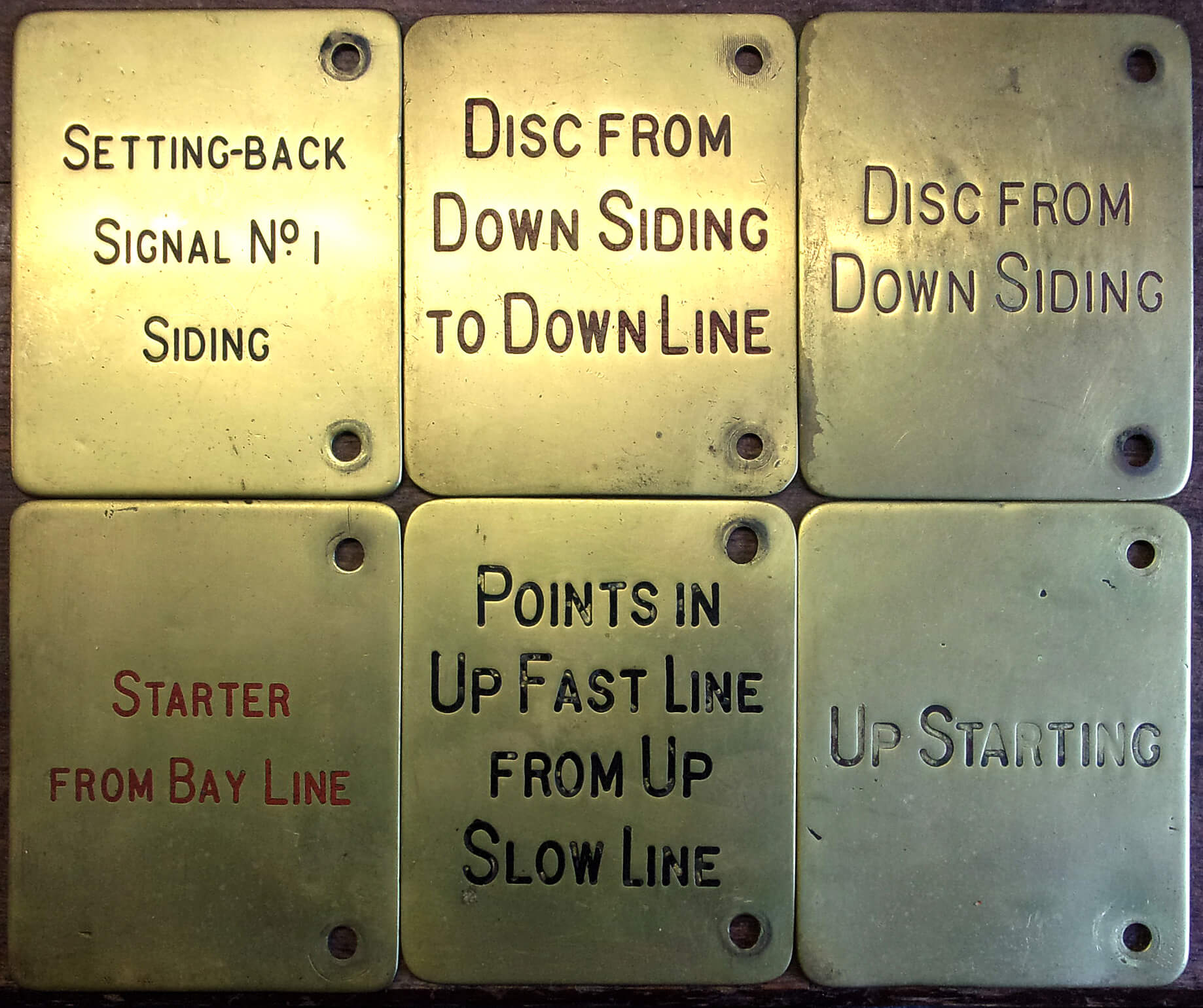 Six LMS Engraved Brass Signal Lever Plates V g c Great Northern 