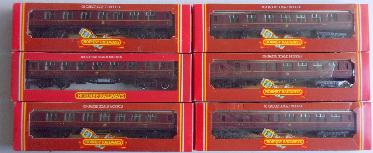 6 x OO COACHES, boxed, unused. By Hornby. As new condition.