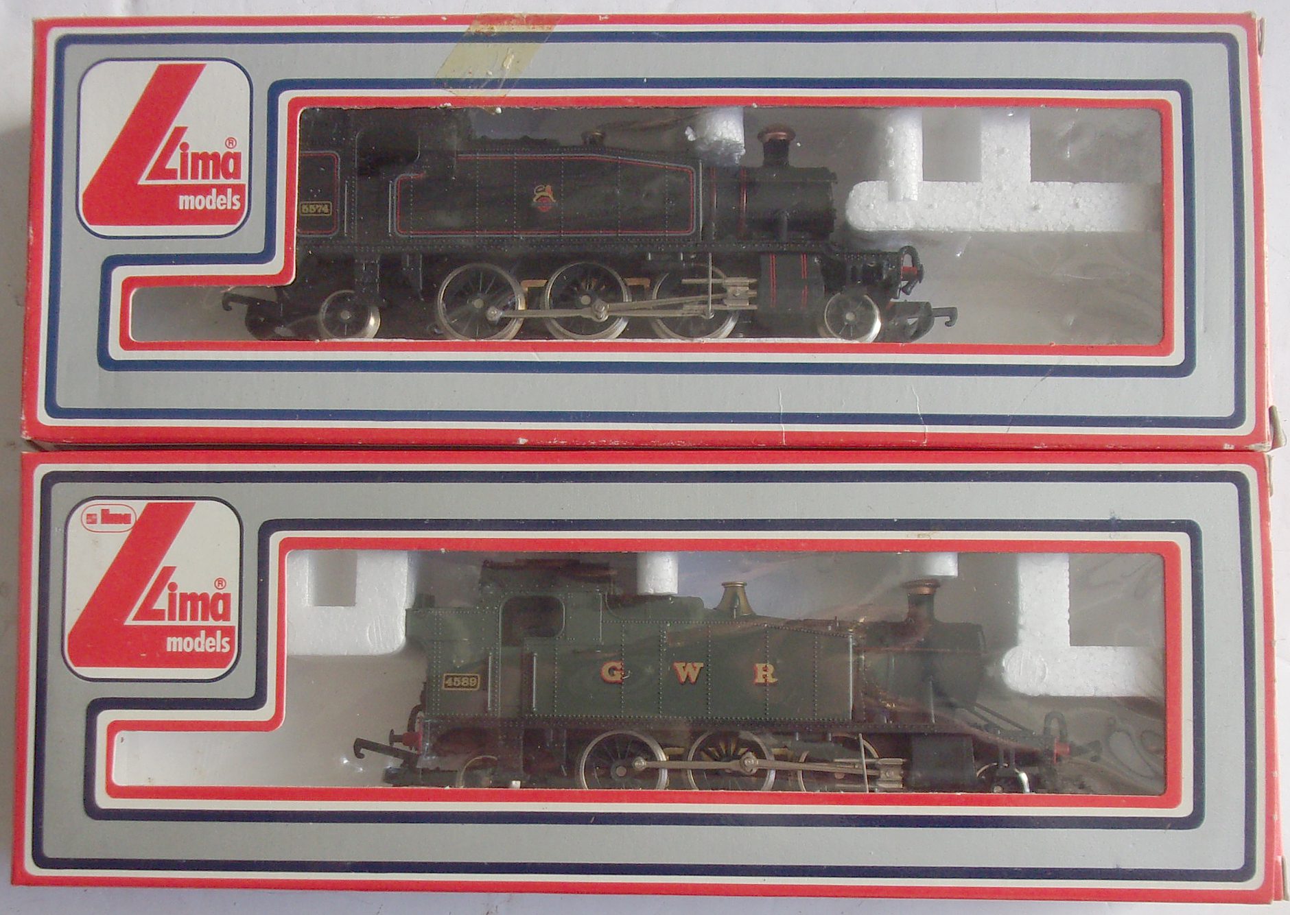 2 x OO Lima GWR Tank Locos "GWR4589" "BR(W) 5574". New, boxed, unused.