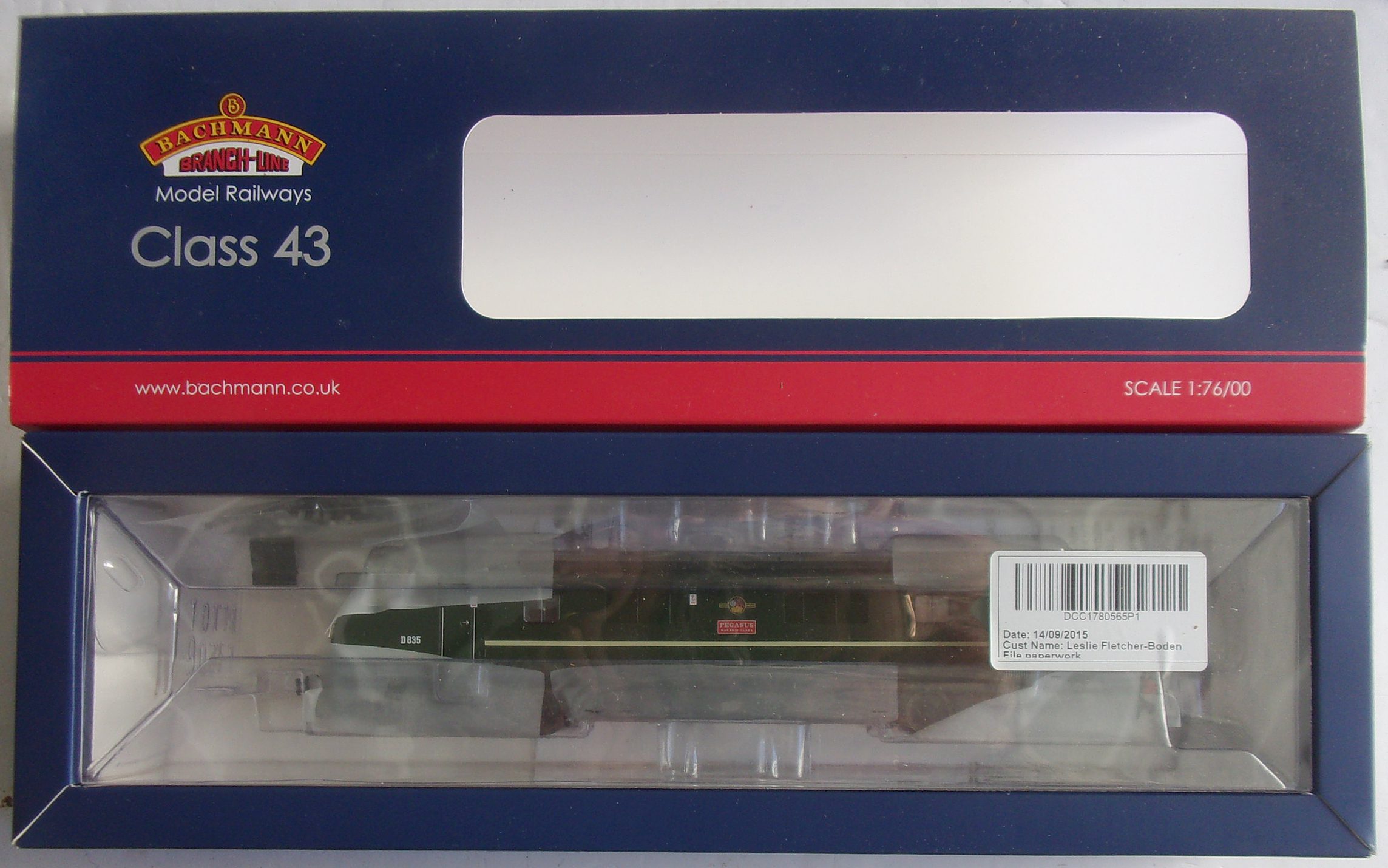 OO Loco Bachmann Class 43 Warship Class "Pegasus". New, boxed. Unused.