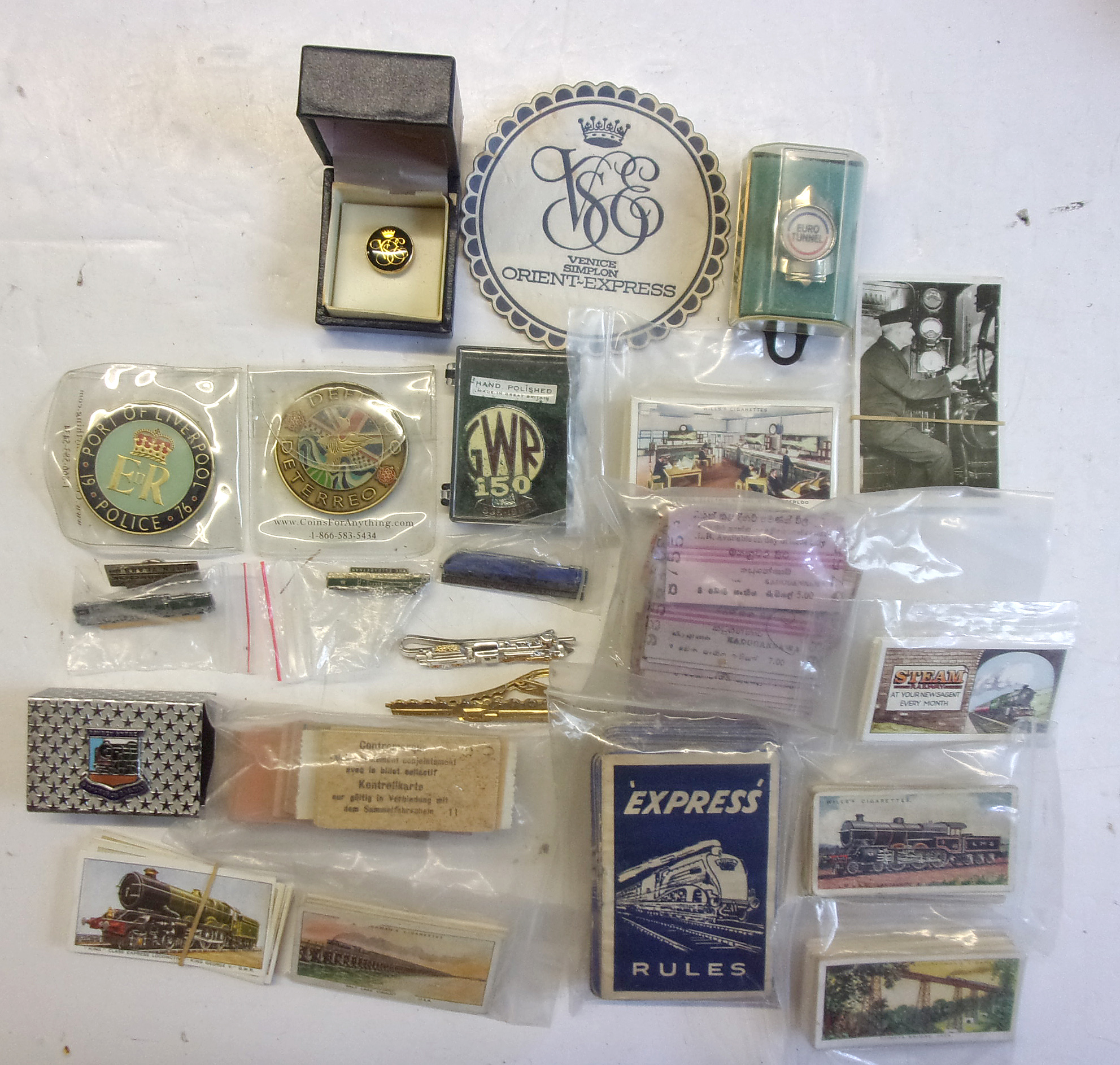 Delve of Cigarette Cards, Badges, etc, as pictured.