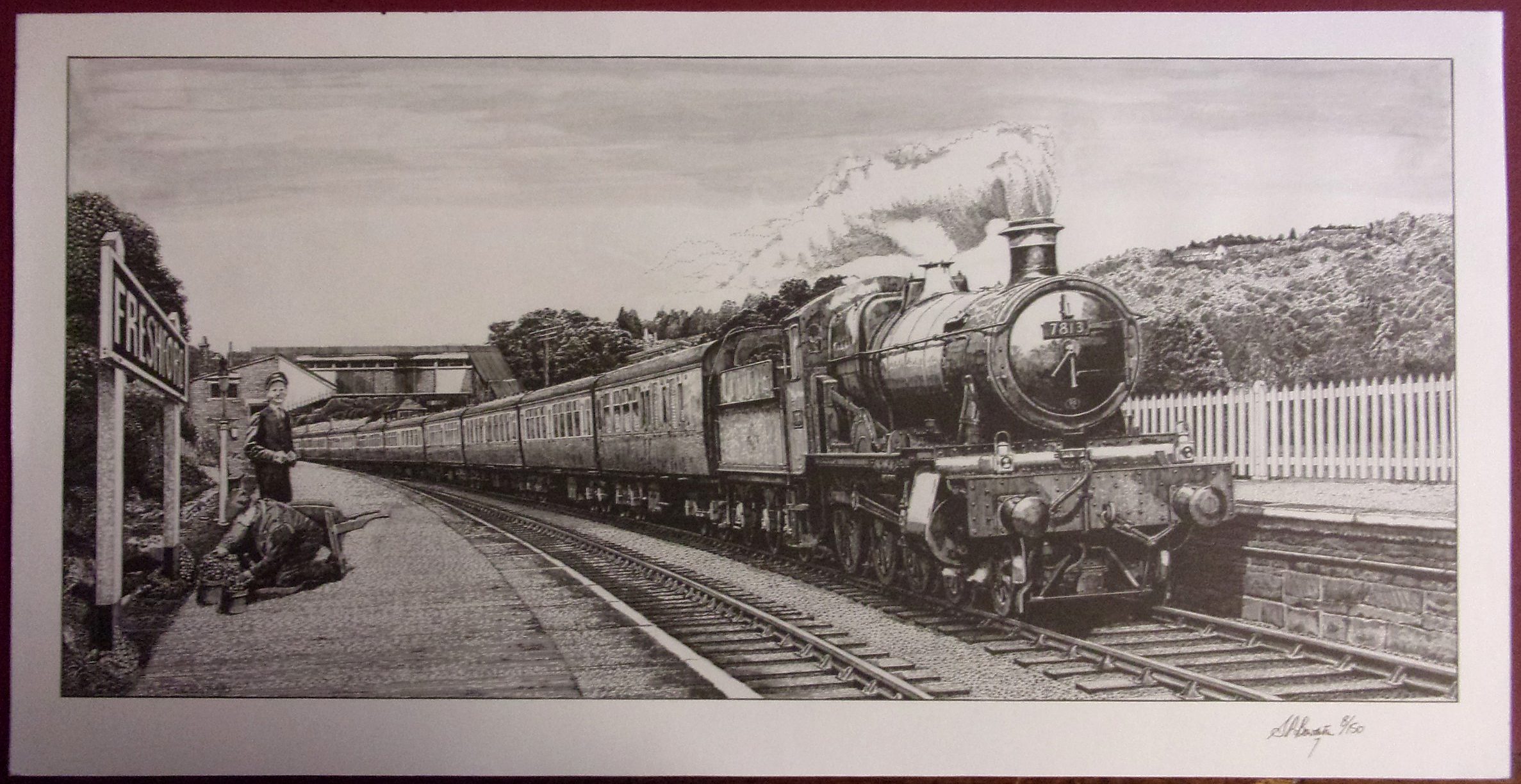4 x Pen & Ink Signed Ltd Ed. Drawings 24" x 11", "Southern Railway" Signed Ltd Ed. 21" x 12". "Stafford Rd" Signed Ltd Ed. 18" x 12". ( 6 x images to view)