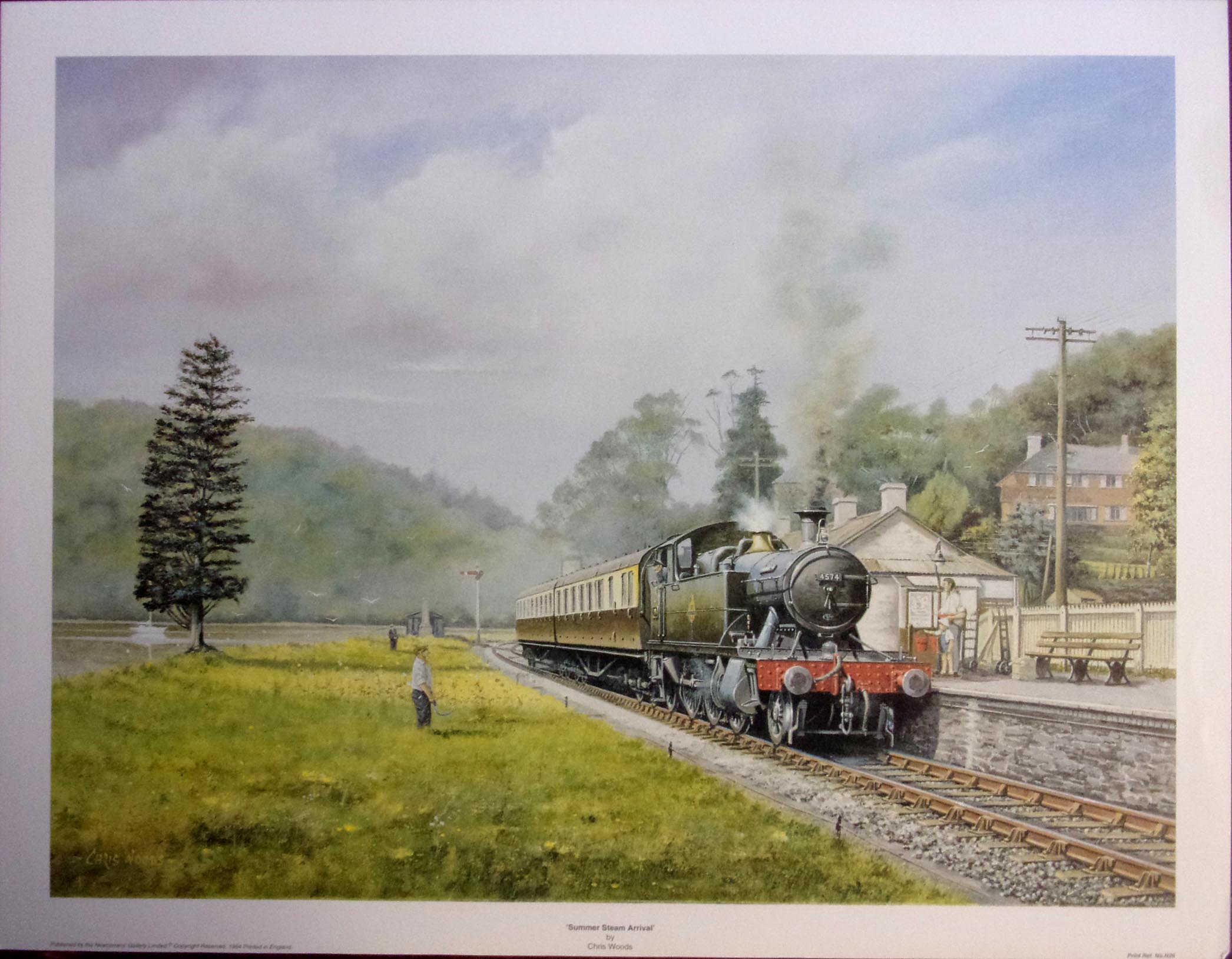 "Summer Arrival" (Loue) 16" x 12", "Gresley" 16" x 12", "2884" pencil drawing 14" x 8", "King James 1" 22" x 17", "Cookham Manor" 22" x 17".  (5 x images to view)