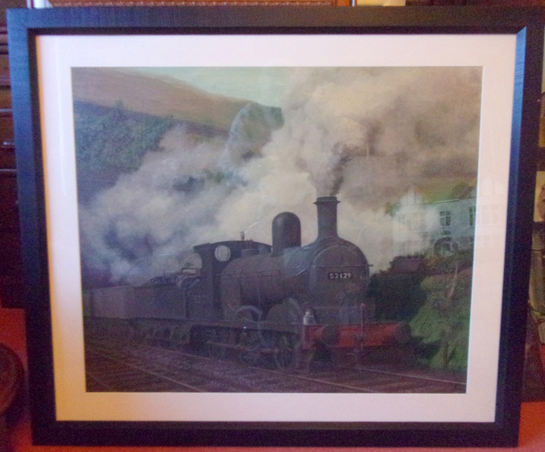 Original Artwork L&Y 0-6-0 hard at work 52129, unsigned.  Nicely executed on board. 28" x 24".
