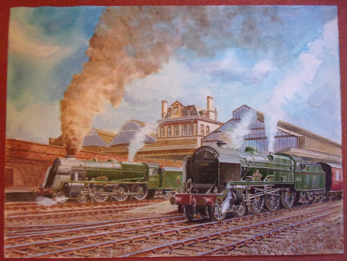 Original Artwork by Holland on canvas, depicting original patriot and rebuilt patriot, unframed 24" x 18".