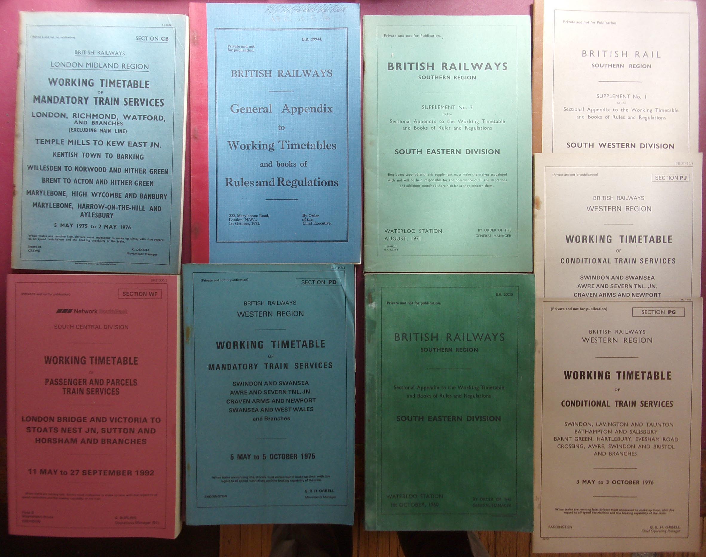 Approx. 27 Timetables, as pictured. v.g.c.