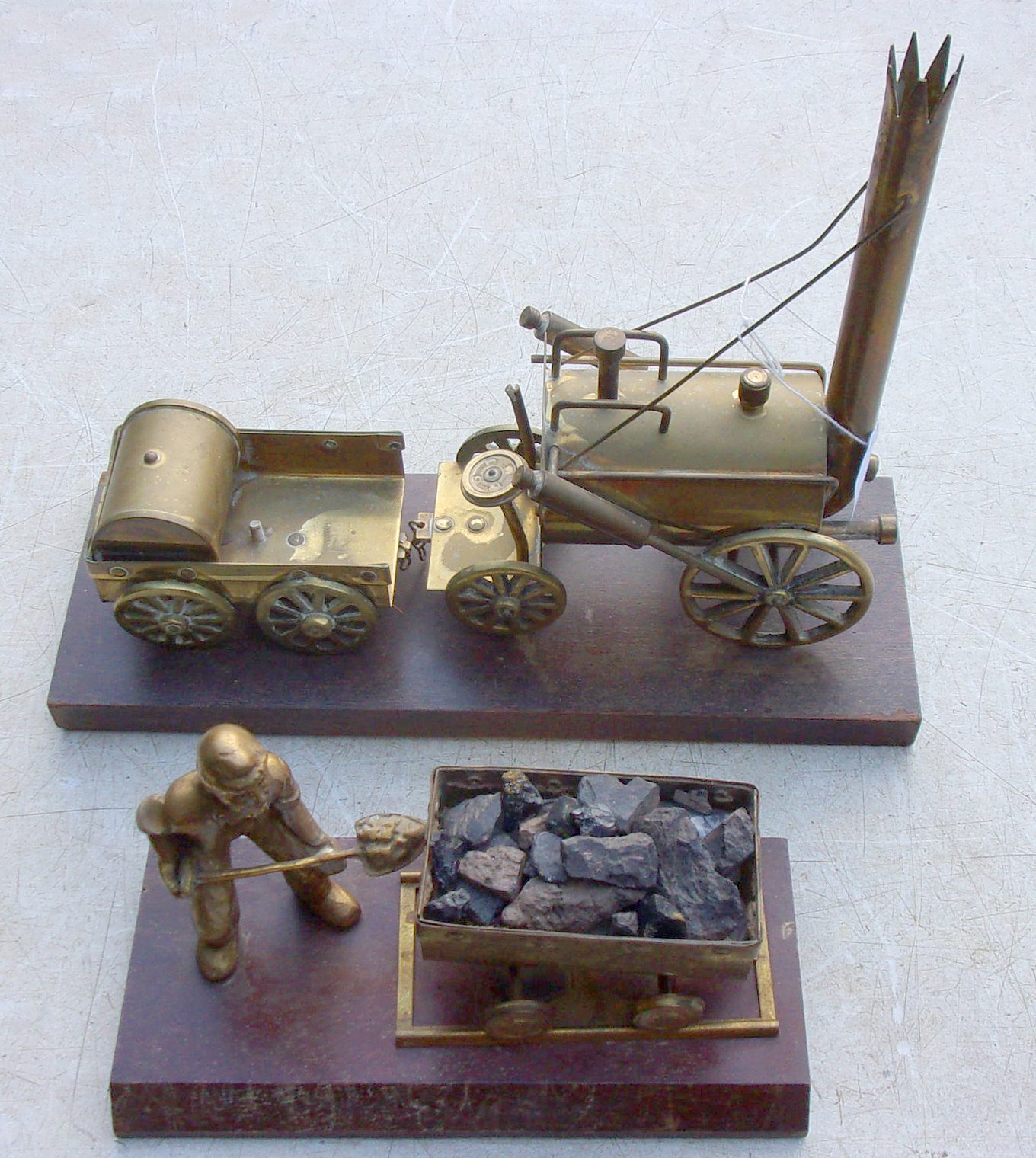 2 x Brass Models, some TLC needed. Rocket 10 " tall.