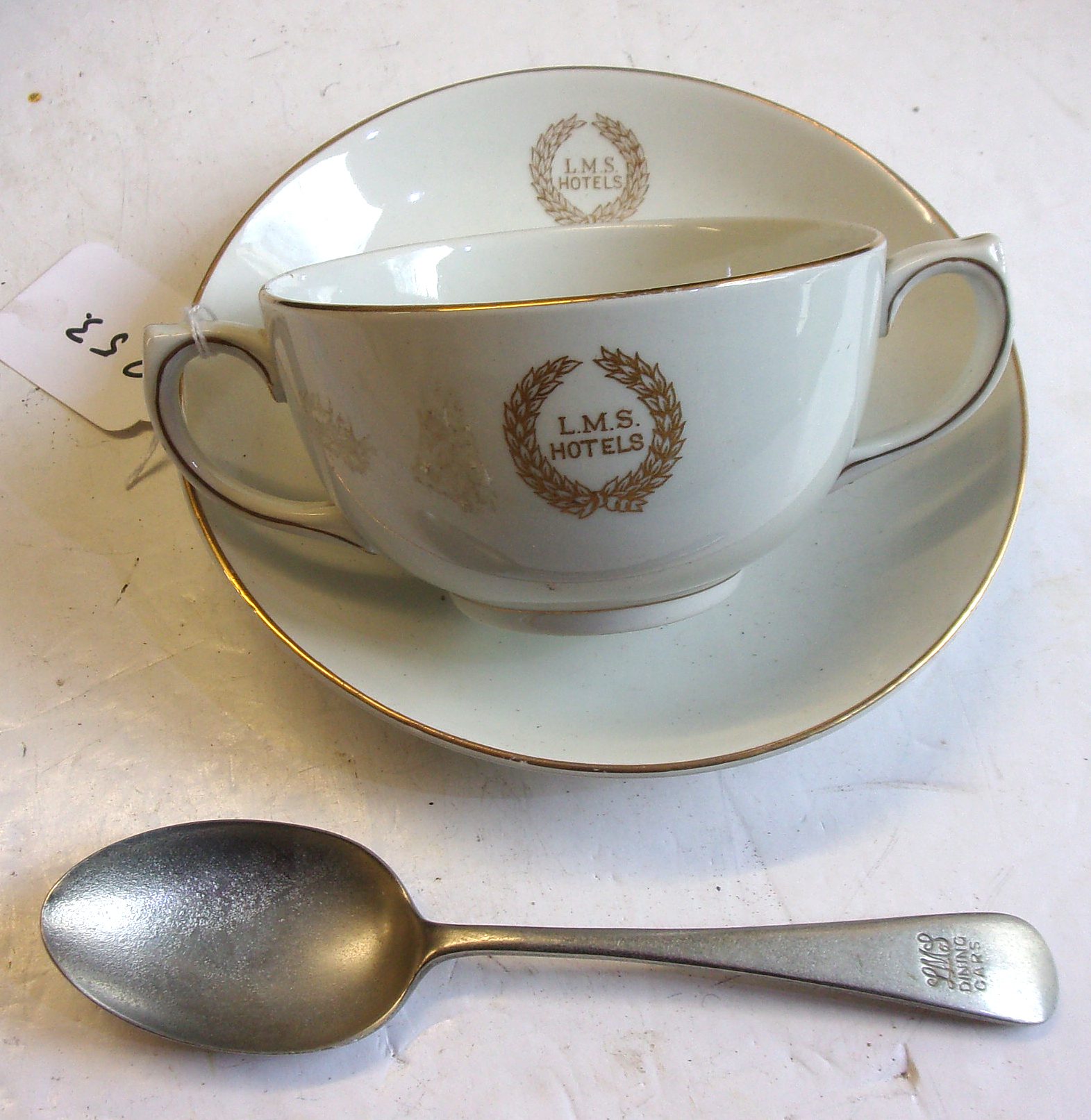 LMS HOTELS Soup Bowl, Saucer & Spoon (Royal Venton Ware)