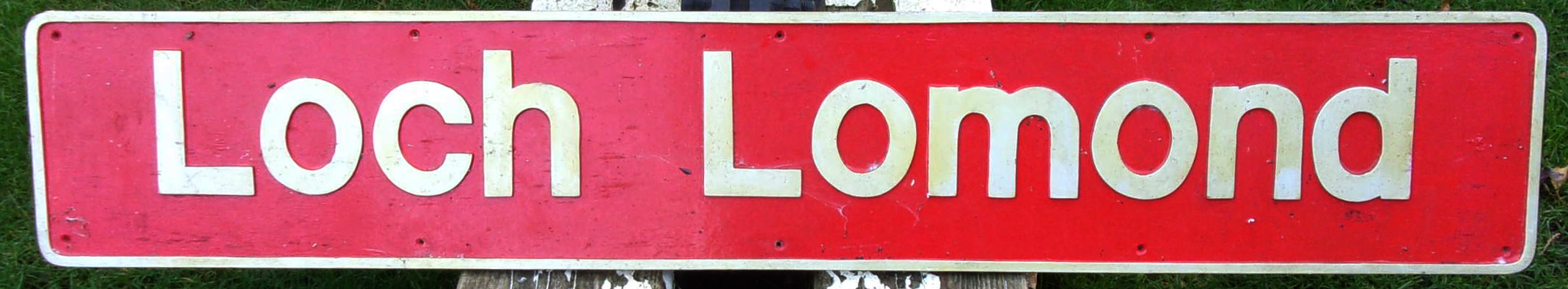 Repro Nameplate "Loch Lomond", wooden construction.  56 1/2" x  9 1/2",