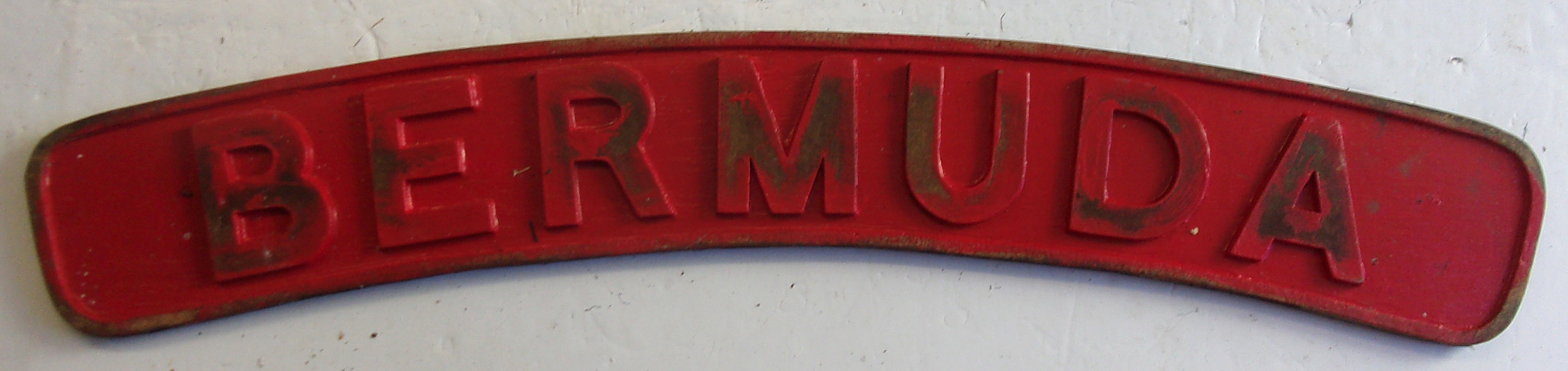 Repro Nameplate "Bermuda", wooden construction,  28" x 4 1/2".