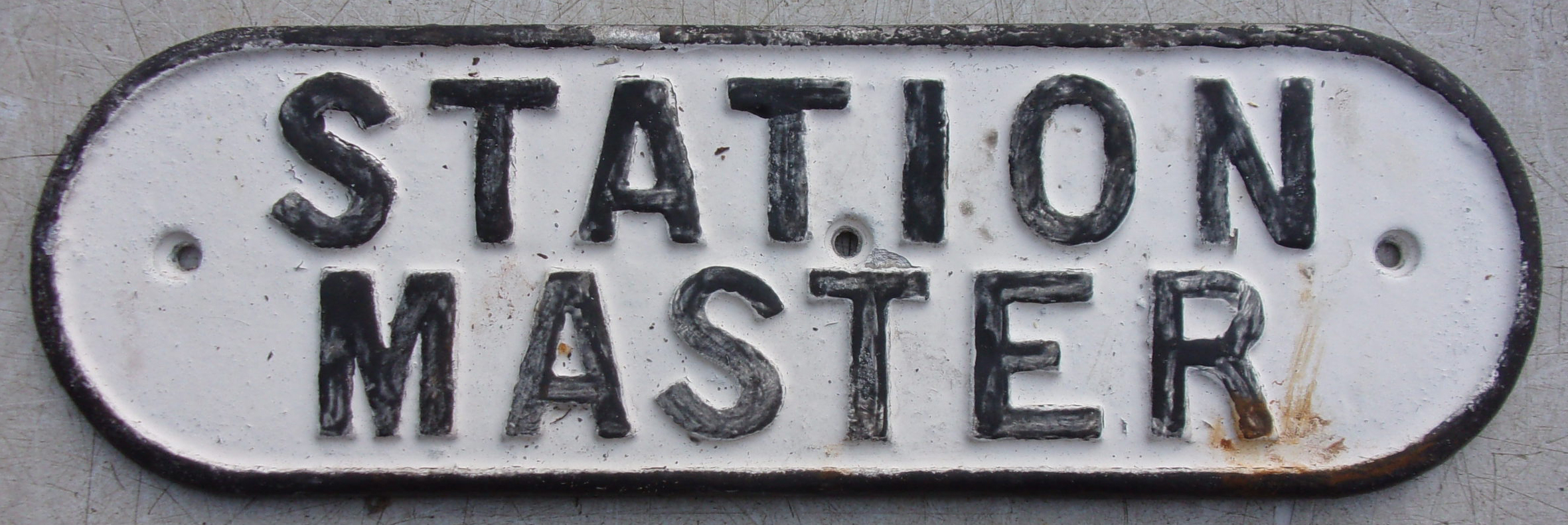 Repro LNER Doorplate "Station Master", cast aluminium 14" x 4 1/2".  v.g.c.