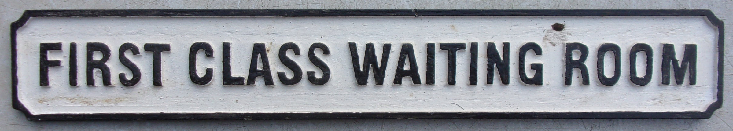 Repro GCR Doorplate "First Class Waiting Room".  "Wooden Construction.  26" x 4".