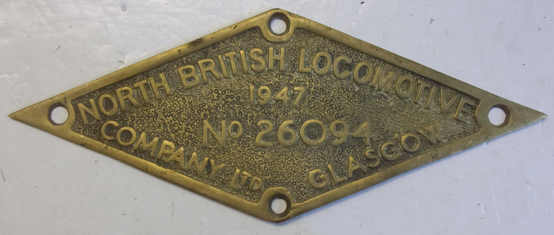 Repro Cast Brass Loco Worksplate North British Loco Co. 1947.  Full size.
