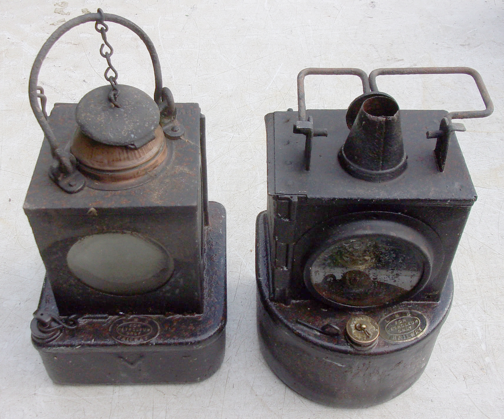 2 x Signal Lamp Interiors, both brass labelled "For Petroleum Only" "LMS Railway".