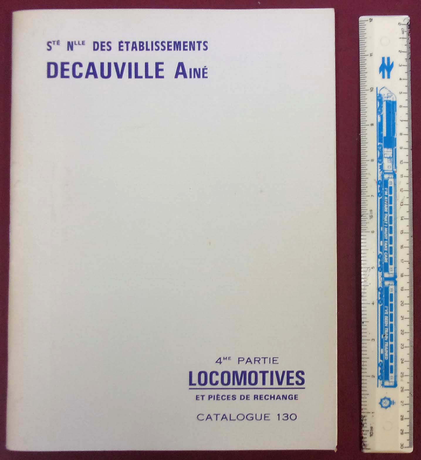 Mint condition Locomotive Catalogue For The DECAUVILLE COMPANY OF FRANCE, showing drawings of locomotives & parts manufactured by them, also pics of factory, circa 1900. 35cm x 23cm. 98 pages. ( 3 images to view)