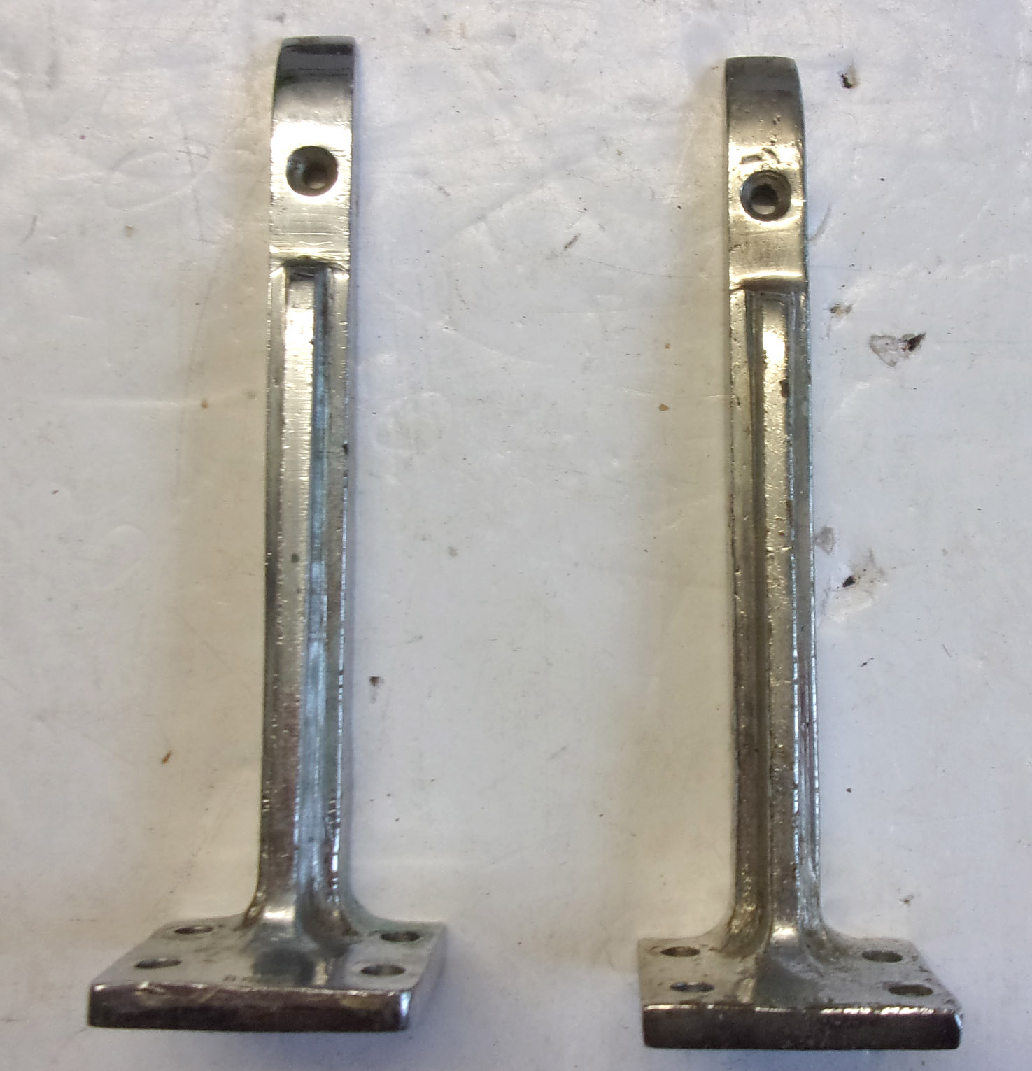 2 x ECML Luggage Rail Brackets, stamped BR(E). 6" long. Chromed finish.