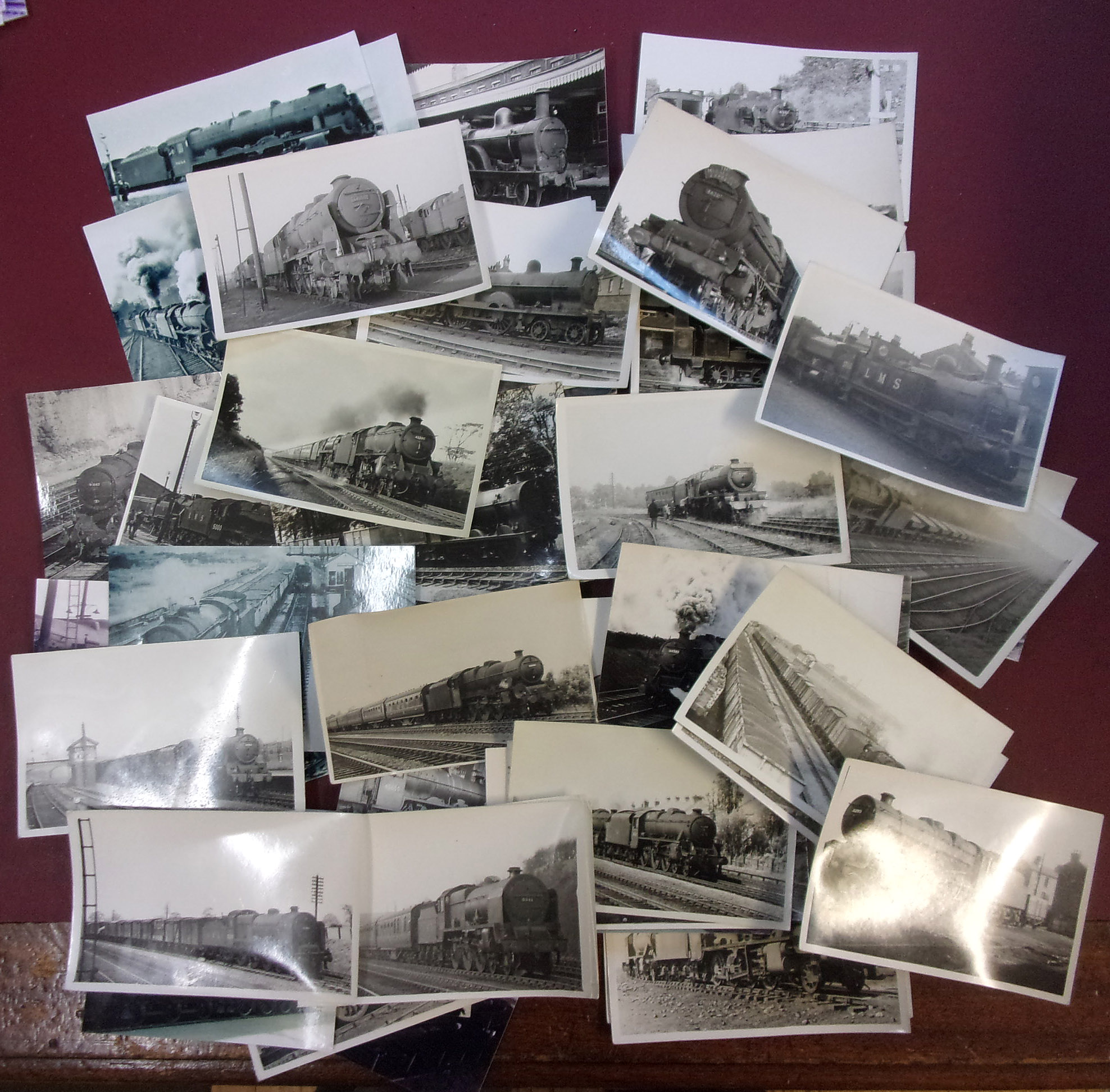 Approx. 70 b&w post card sized prints, "LMS Loco" mainly annotated.  In good order with large quantity of mixed prints, annotated with copyright. ( 2 x images to view)