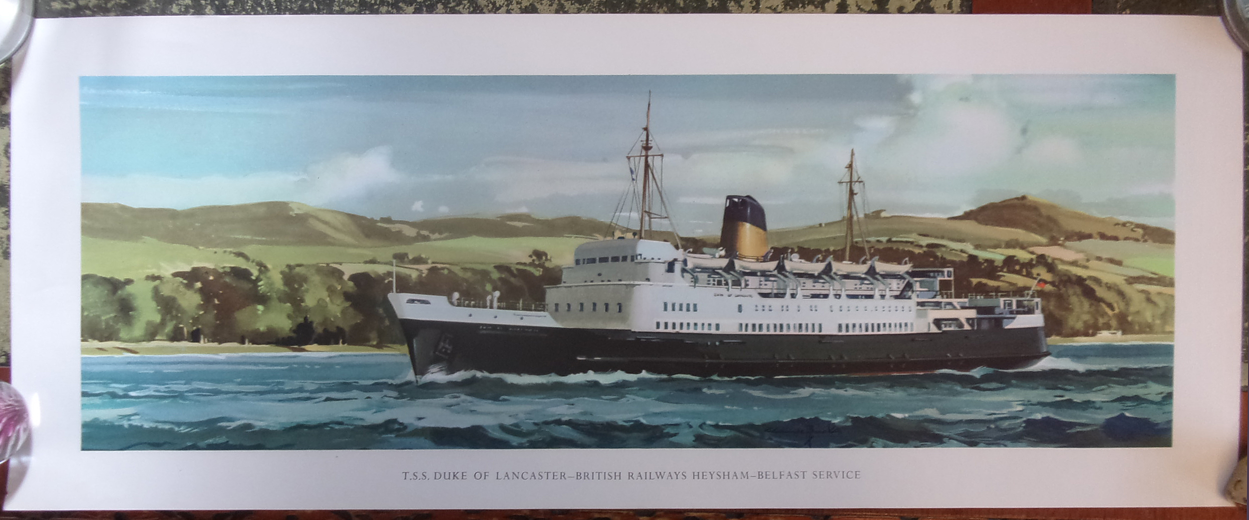Unused original carriage print "TSS DUKE OF LANCASTER"