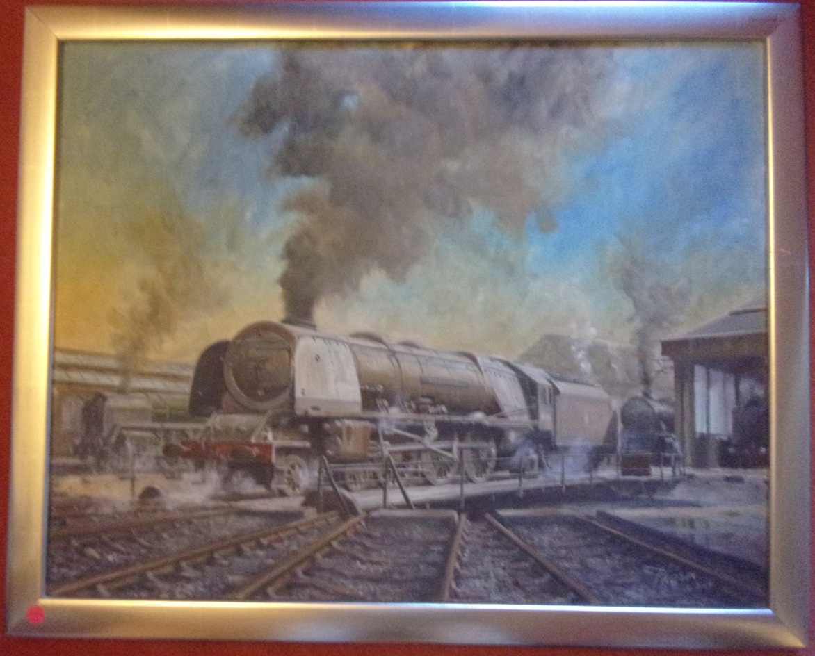 2 x original artwork, 2 x Thorn. "Coronation on Crewe North" and "Tanks on Shed", framed in canvas.  30" x 24".  Very good images.