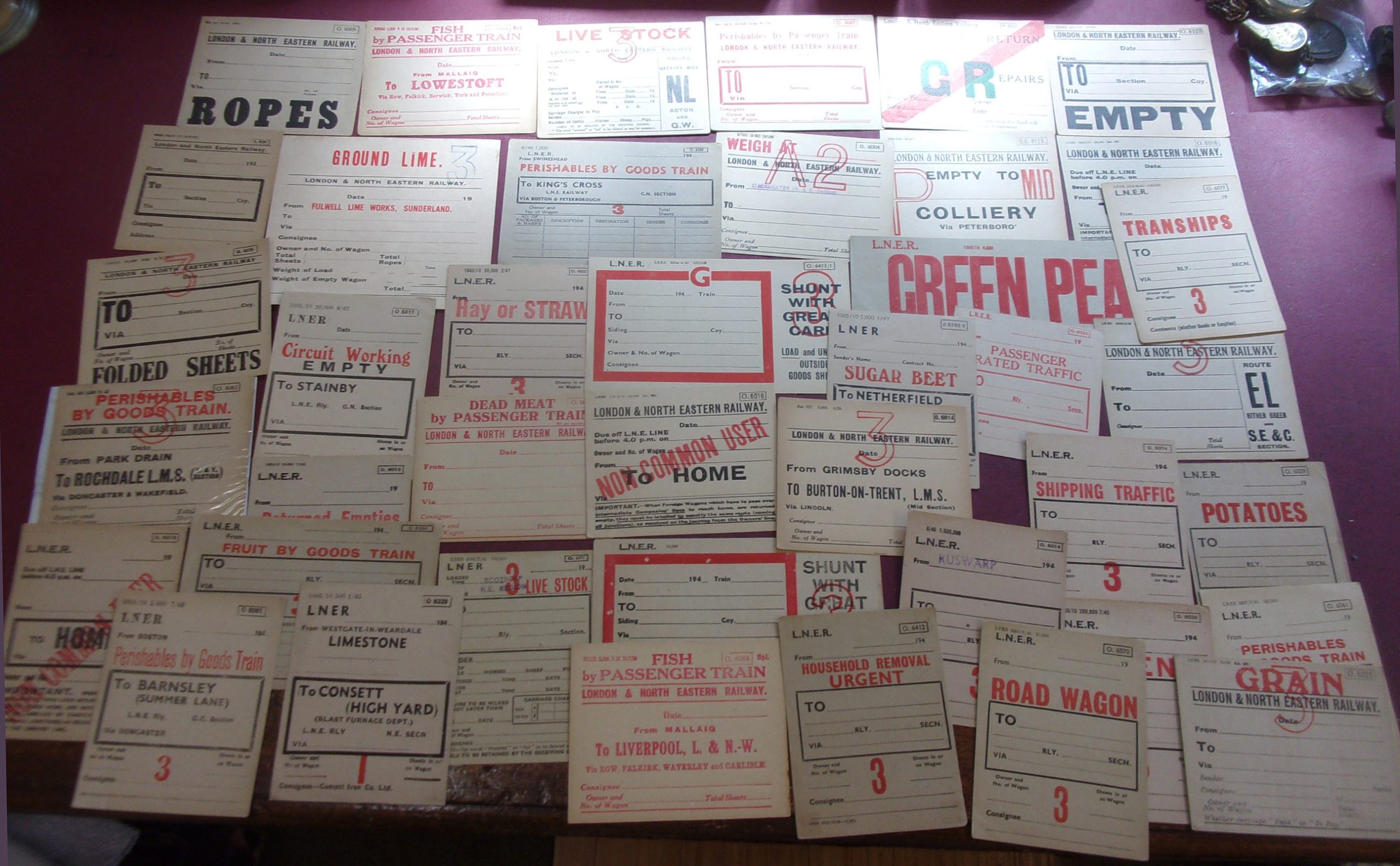 Quantity of Wagon Labels, mixed LNER, some unusual ones.