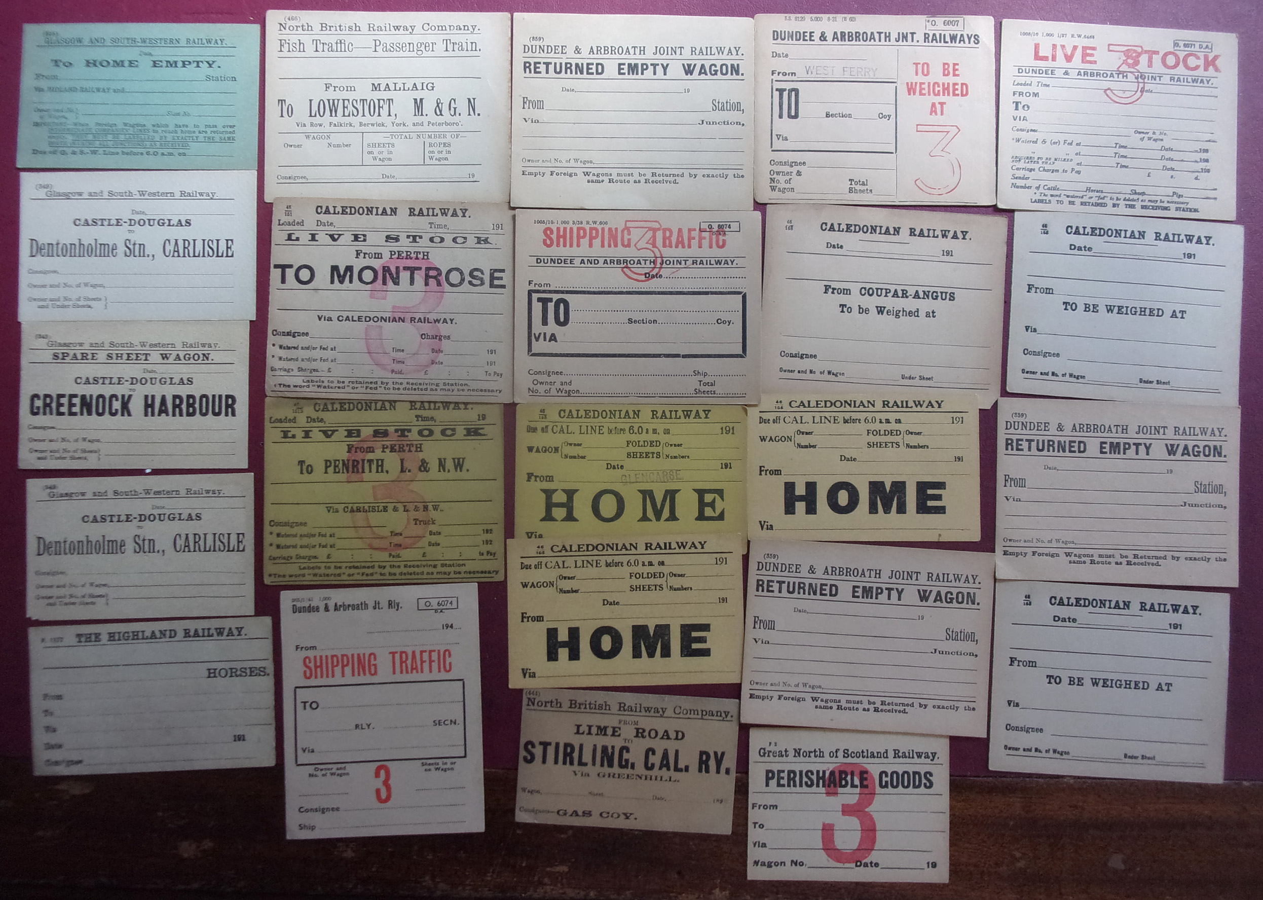 Quantity of Wagon Labels, Scottish Rly.