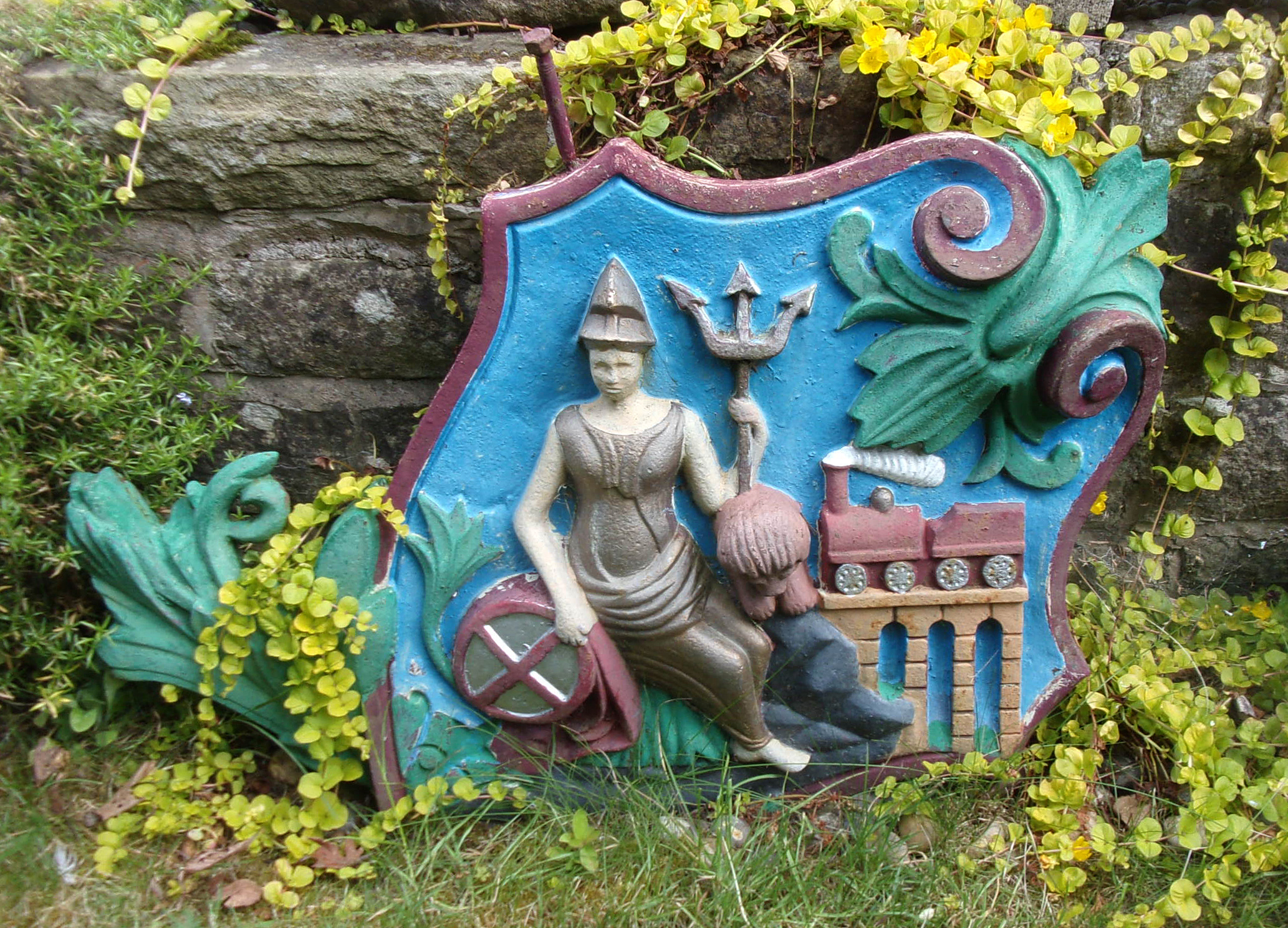 Cast iron Armorial Decoration rescued for Leeds Station.  Approx.  27" x 16".