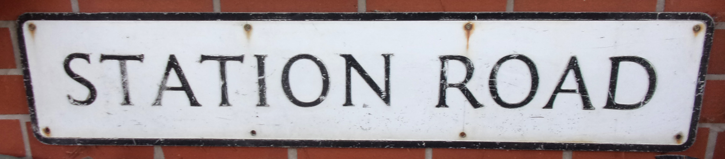 Pressed aluminium Street Sign "STATION ROAD". 43" x 9". V.g.c.