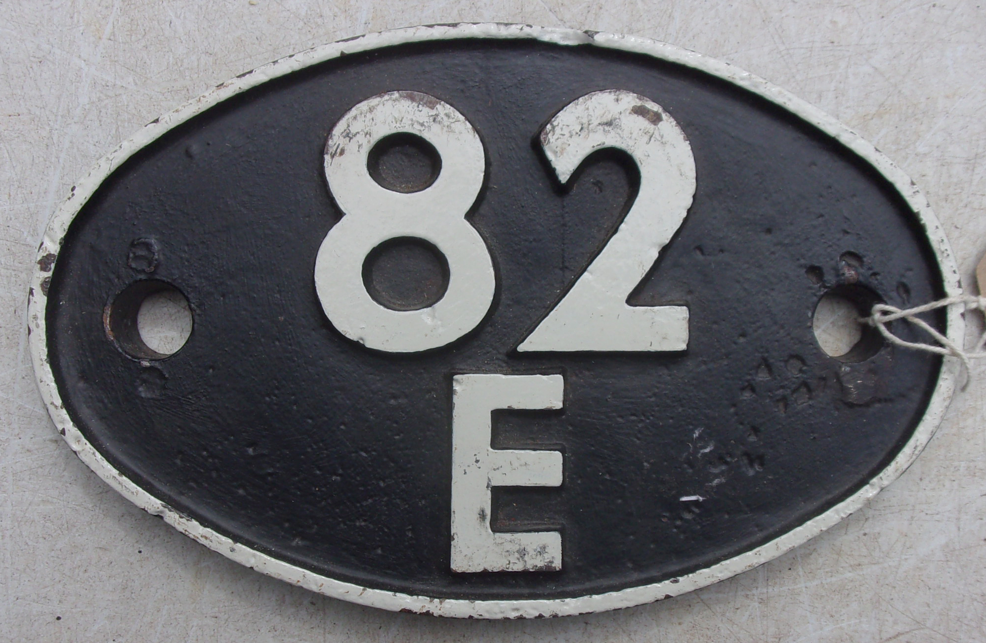 Locomotive Shedplate "82E" Yeovil Pen Mill 1948-1958, ex GWR depot, transferred to Bristol Barrow Road 1958-1965. Ex Midland Depot with an allocation of 50 locos, including Jubilees, Patriots, Halls & Granges