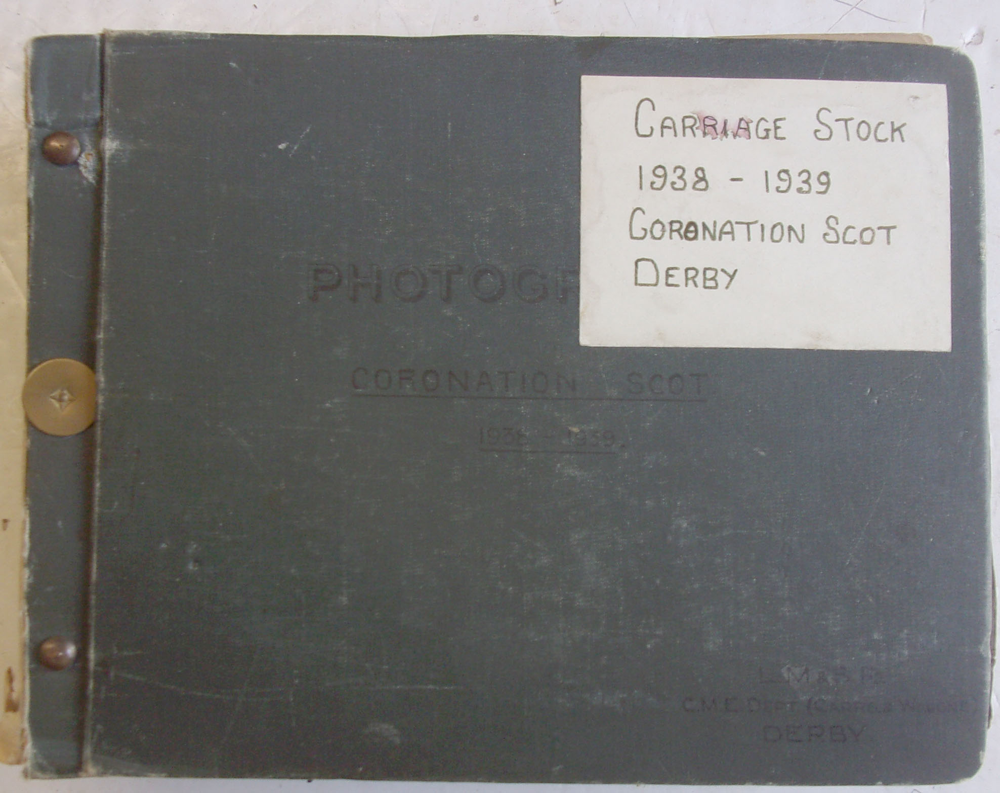 Large Photo Album of Coronation Scot coaching stock etc showing construction and preparation for the USA trip, all photo b&w 8" x 6". 144 photo is all. Very rare item.