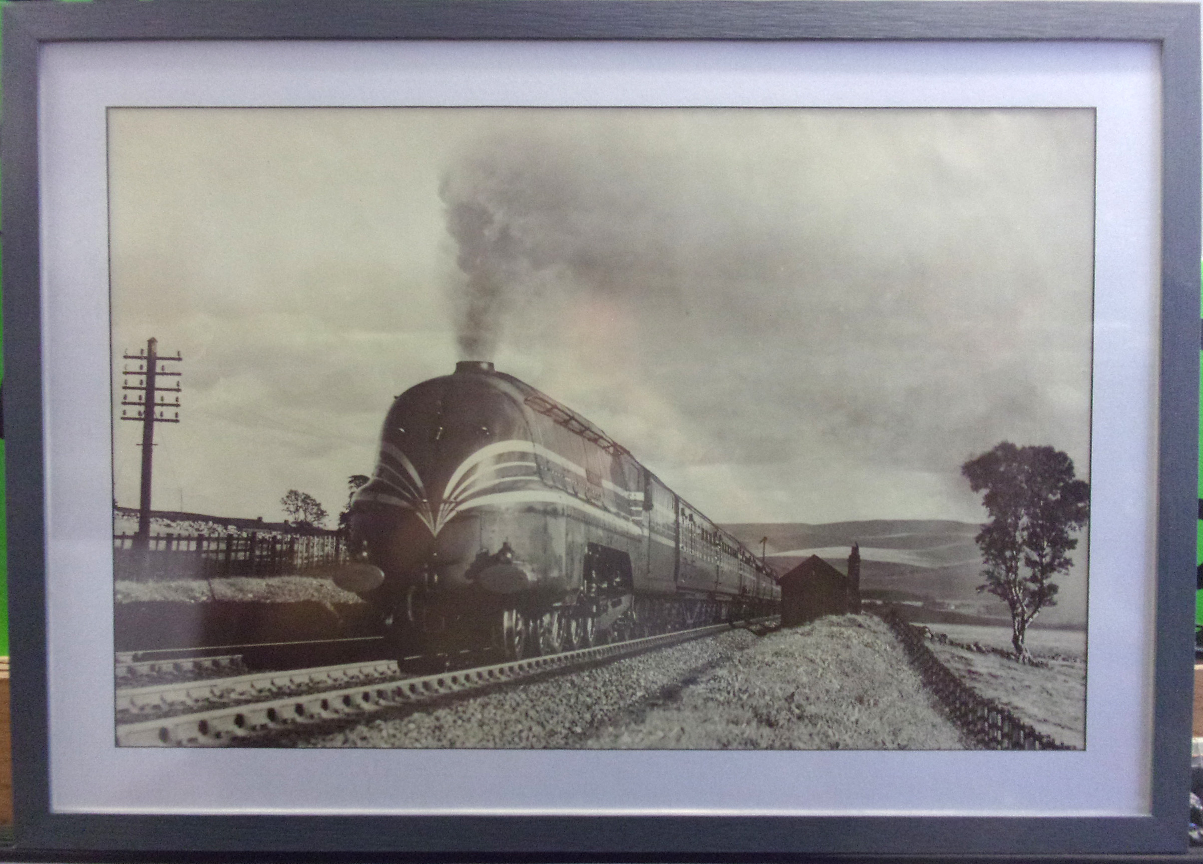 Large Eric Treacy photo print of Coronation 6222 Queen Mary on a down Coronation Scot Express on Shap. Framed & glazed. 36" x 26".