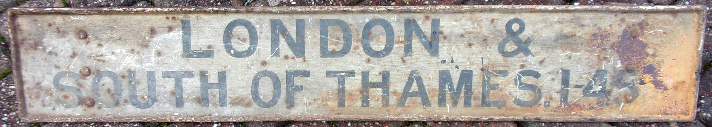 Metal painted Platform Indication Sign from London Suburbs Station. A lot of platforms, could it be Clapham Jct? 36" x 6". Has back hooks.