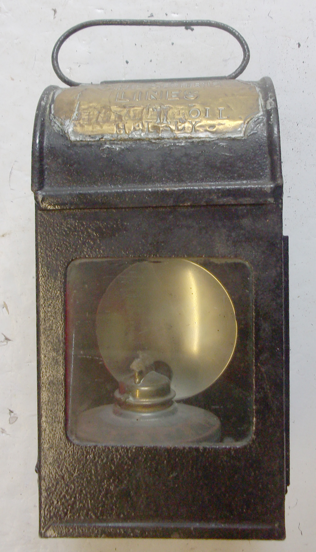 Cheshire Lines General Purpose Inspection Lamp, plate "CHESHIRE LINES HELSBY". Original vessel & burner.